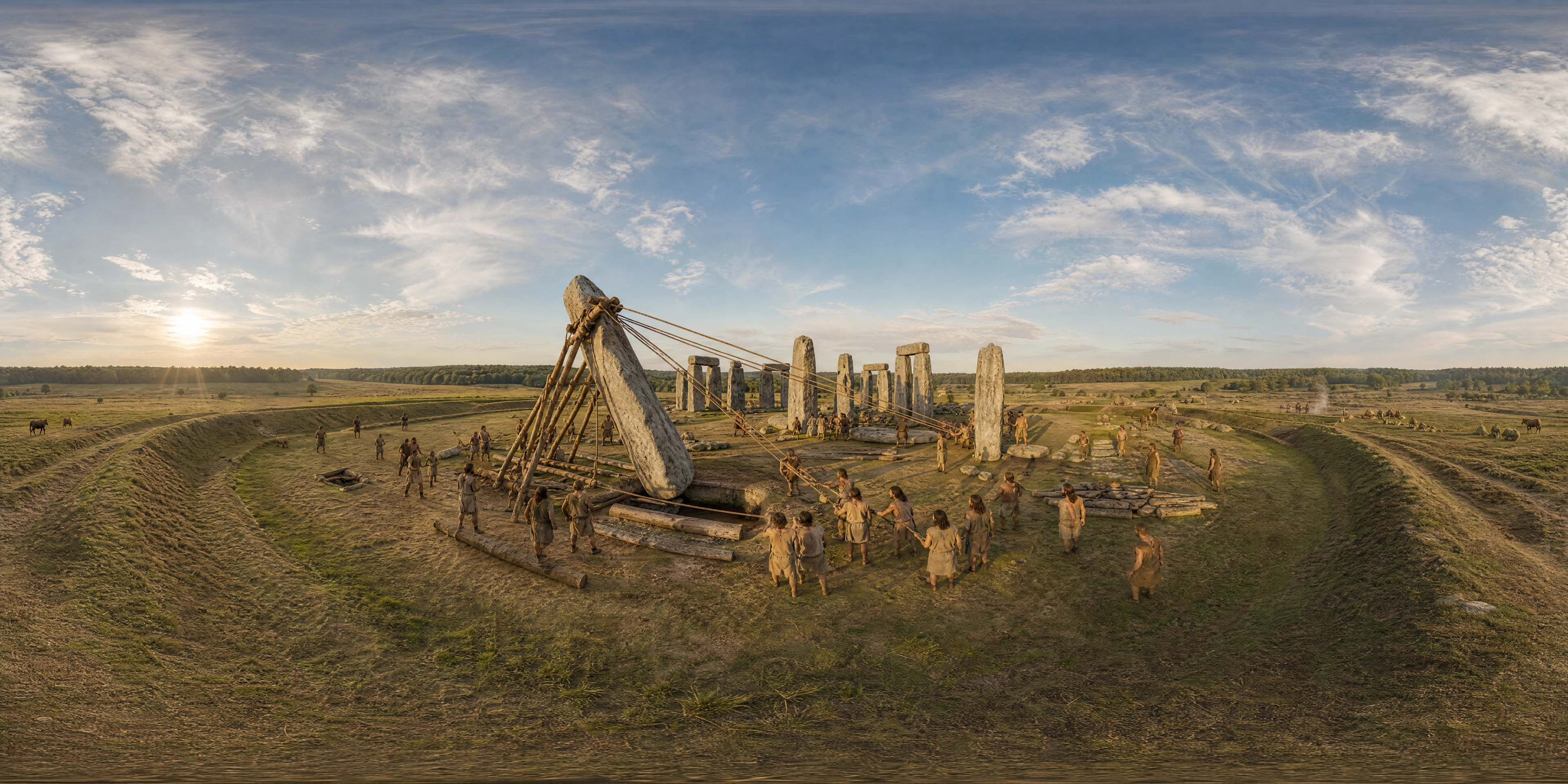 Panoramic scene depicting Stonehenge (25th century BC), Stonehenge.