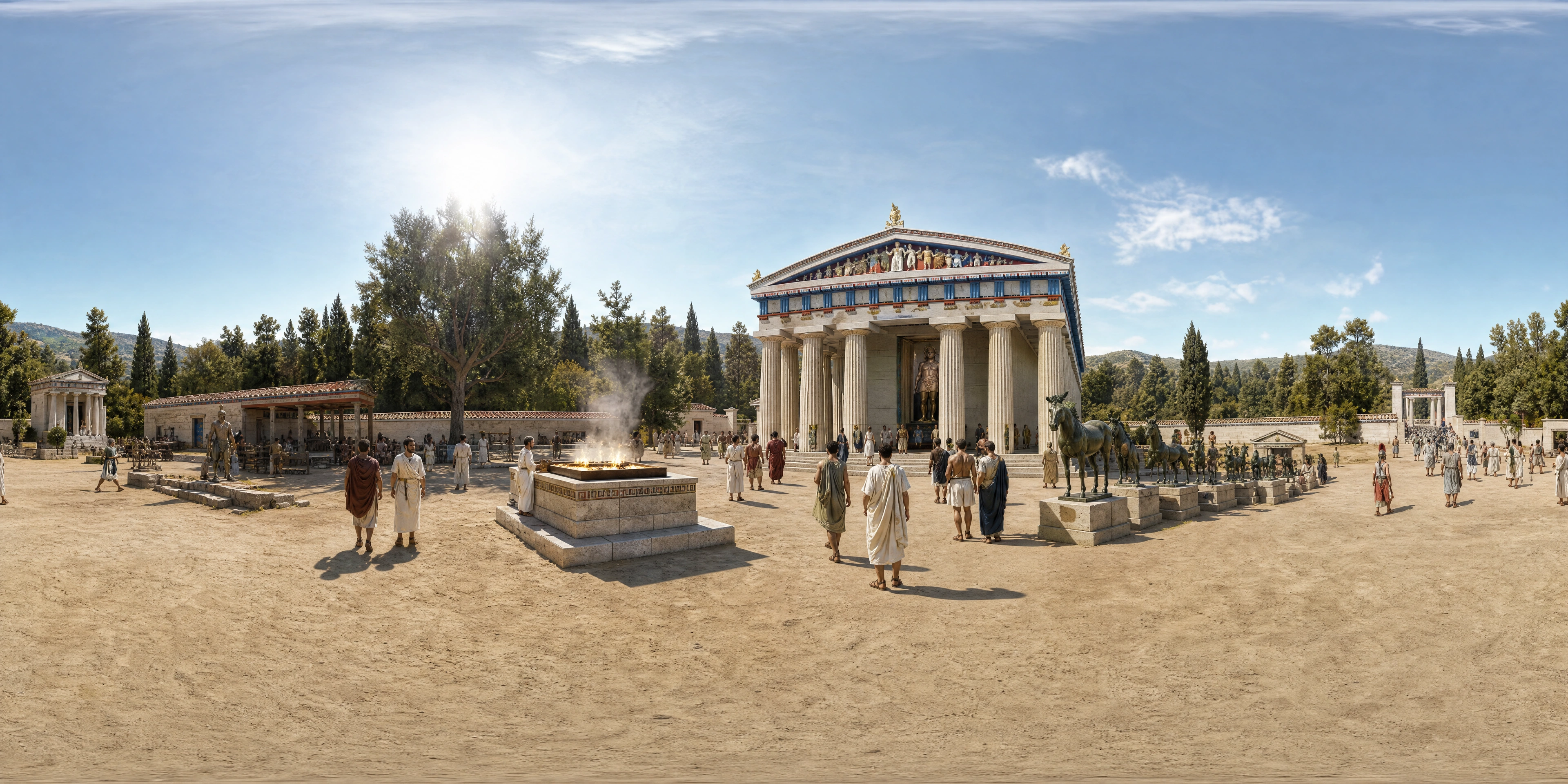 Panoramic scene depicting Sanctuary of Zeus, Olympia (430s BC), Sanctuary of Zeus, Olympia.