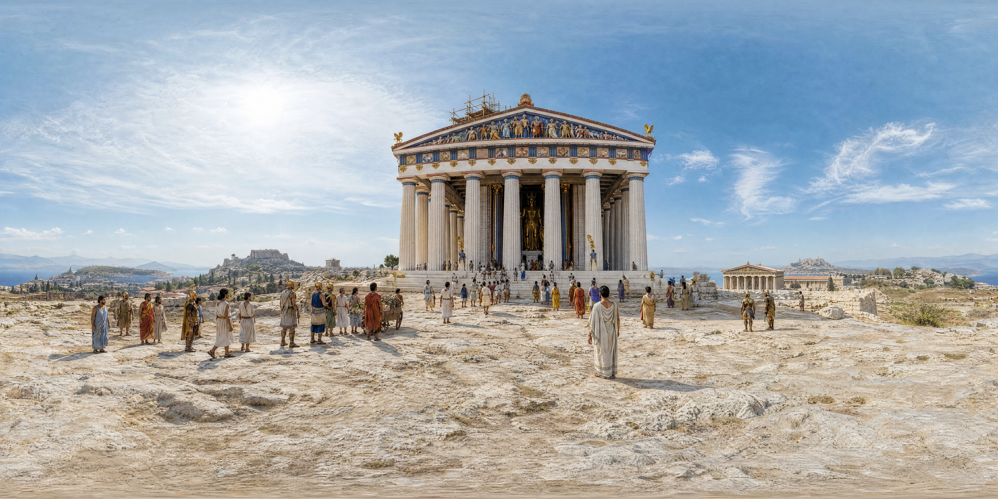Panoramic scene depicting Parthenon, Acropolis of Athens (438 BC), Acropolis, Athens.