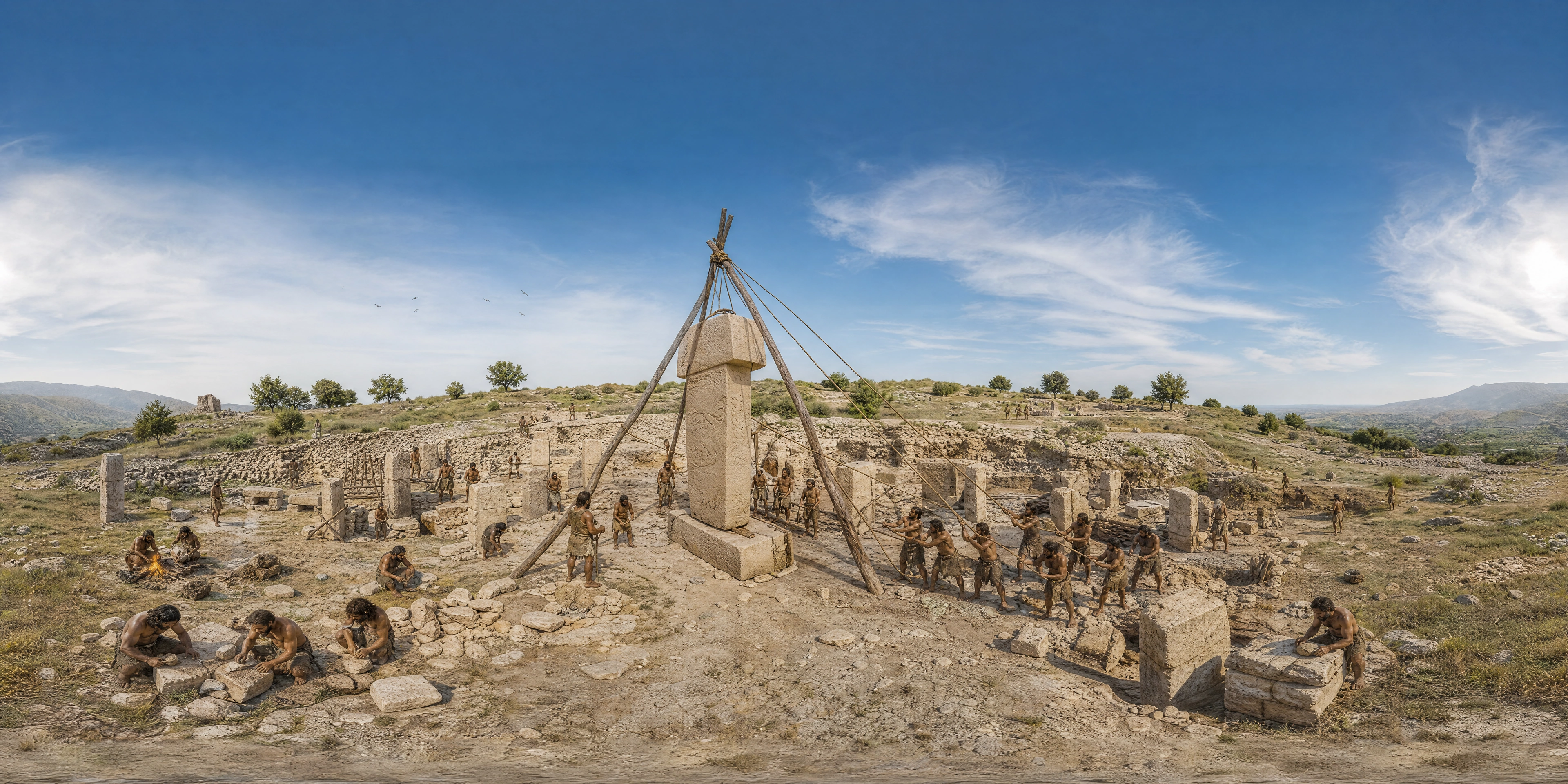 Panoramic scene depicting Göbekli Tepe (95th century BC), Göbekli Tepe.