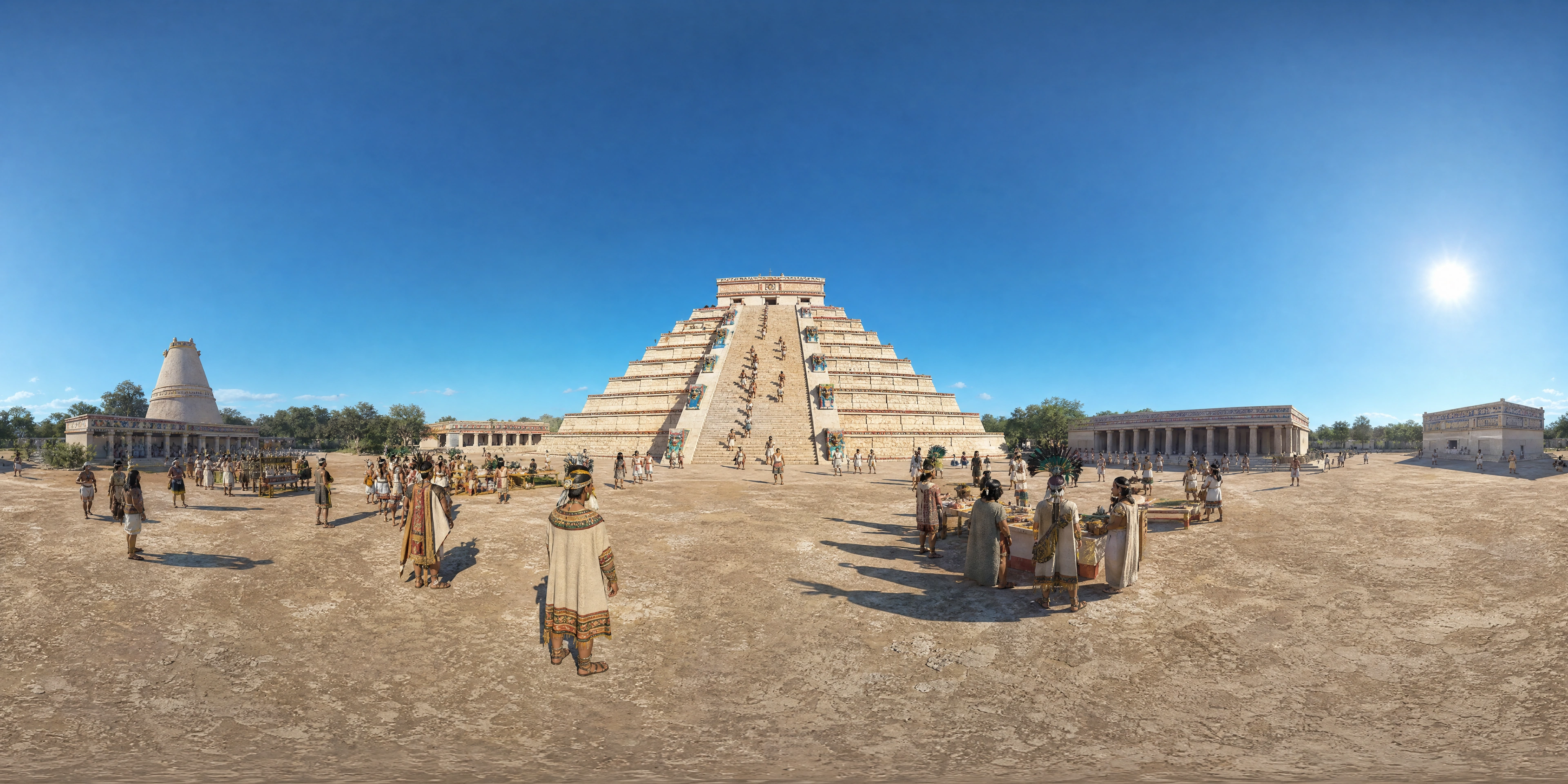 Panoramic scene depicting El Castillo, Chichén Itzá (10th century AD), El Castillo, Chichén Itzá.
