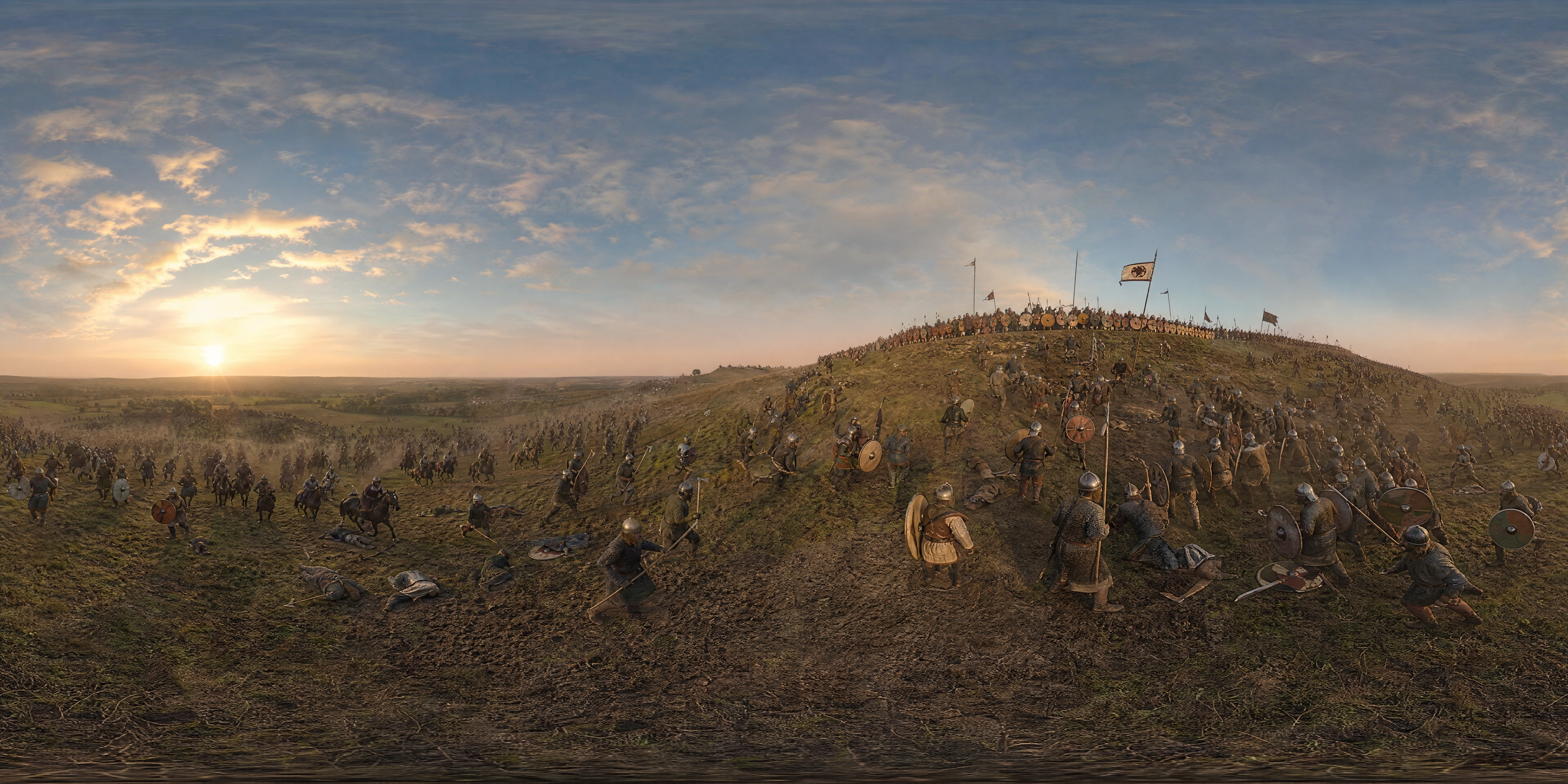 Panoramic scene depicting Senlac Hill (Battle), Sussex (1066), Senlac Hill (Battle), Sussex.