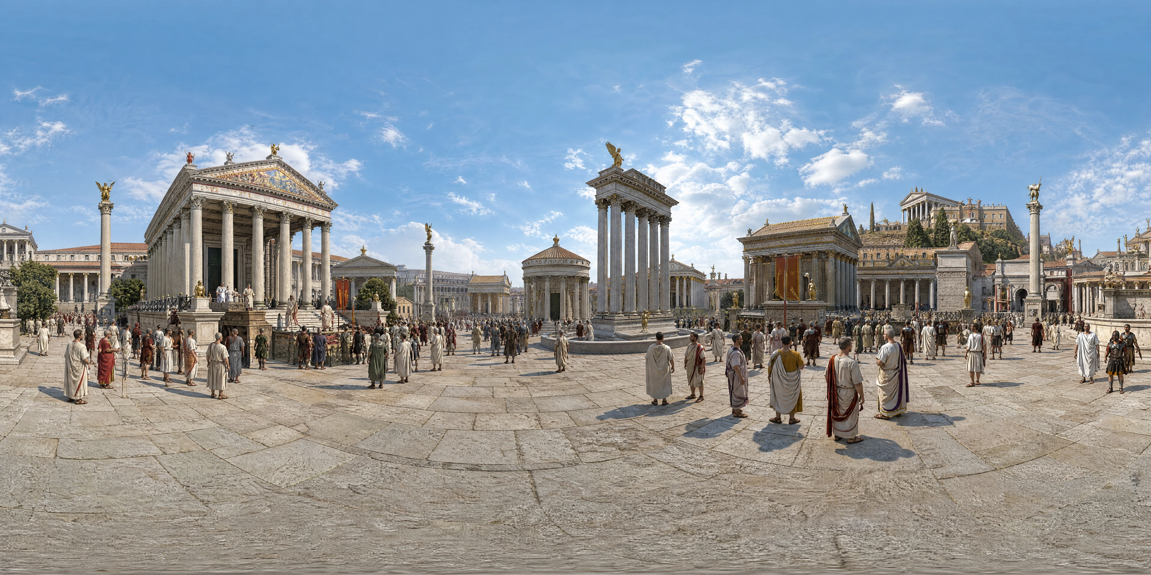 Panoramic scene depicting Roman Forum, Rome (120s), Forum Romanum.