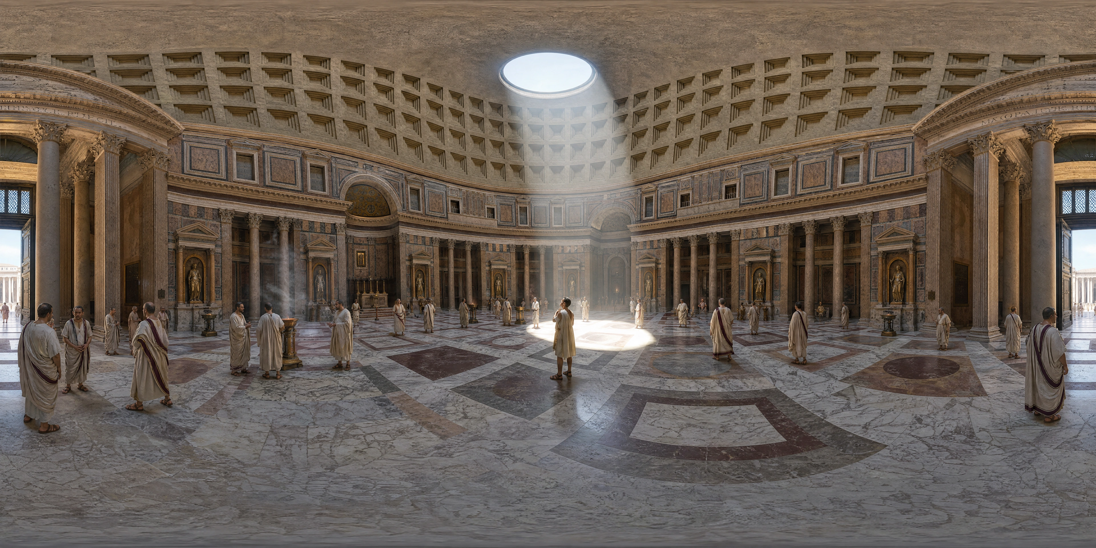 Panoramic scene depicting Pantheon, Rome (125), Pantheon, Rome.