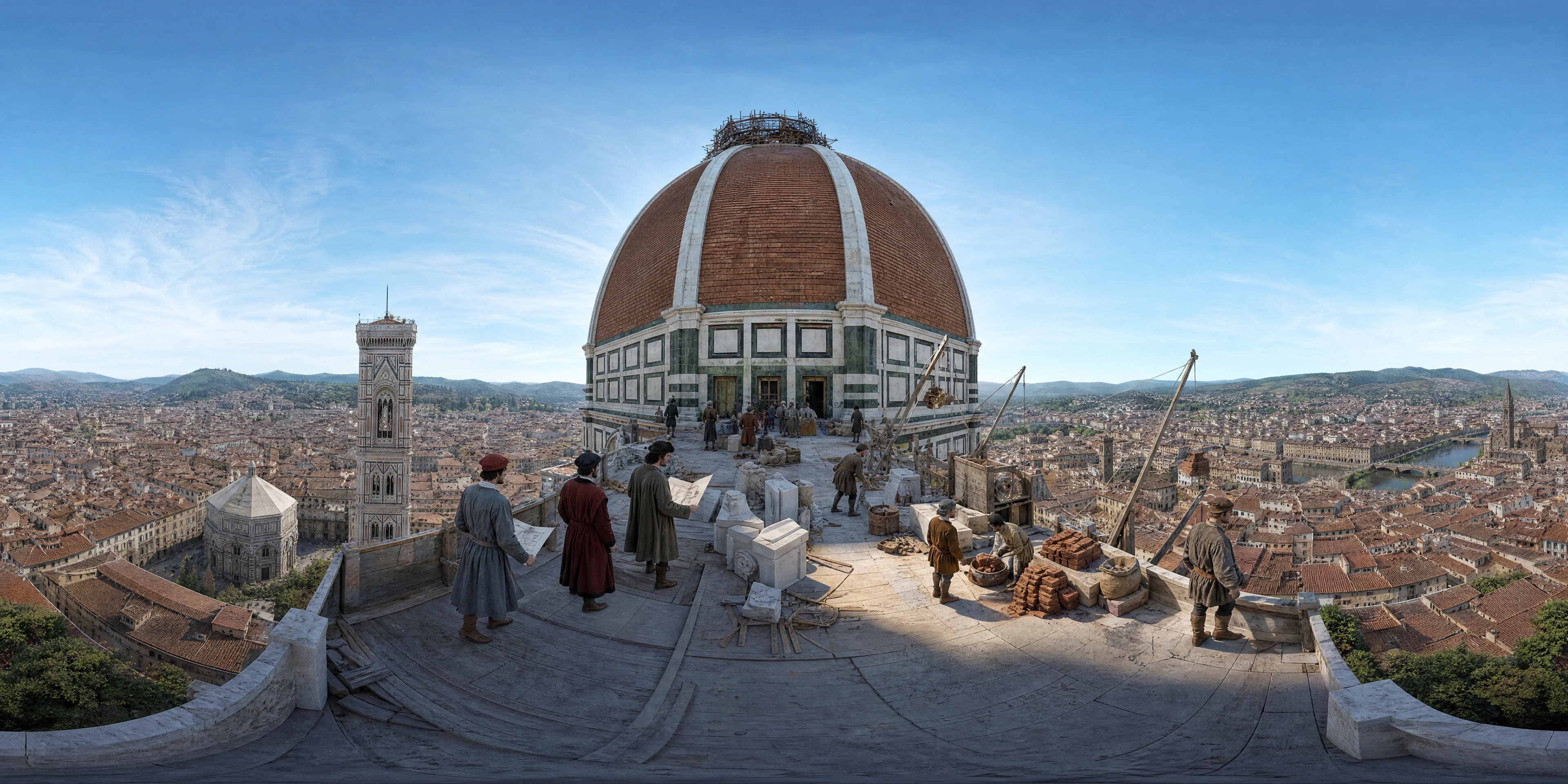 Panoramic scene depicting Florence Cathedral, Florence (1444), Florence Cathedral, Florence.