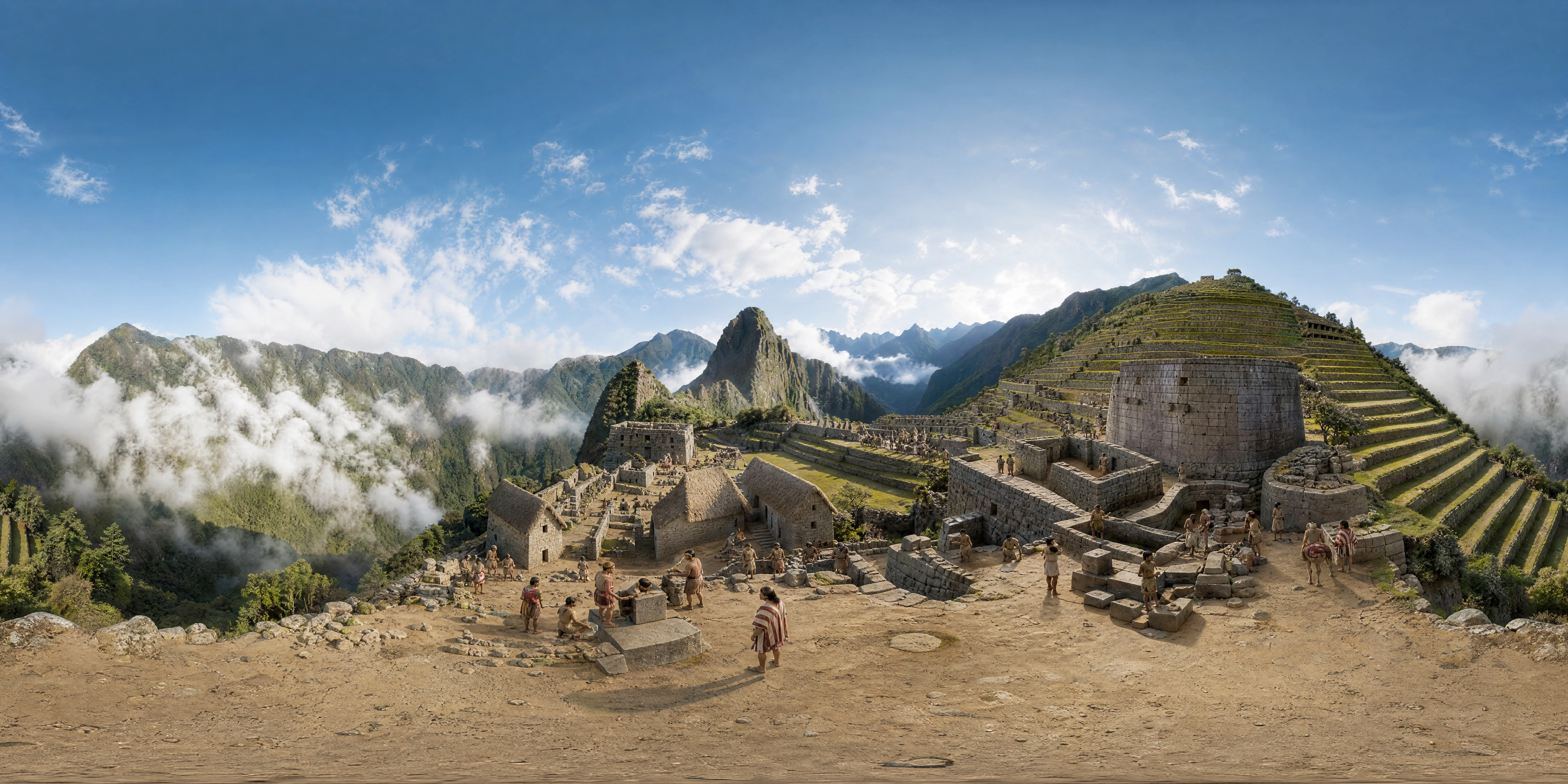 Panoramic scene depicting Machu Picchu (1450s), Machu Picchu.