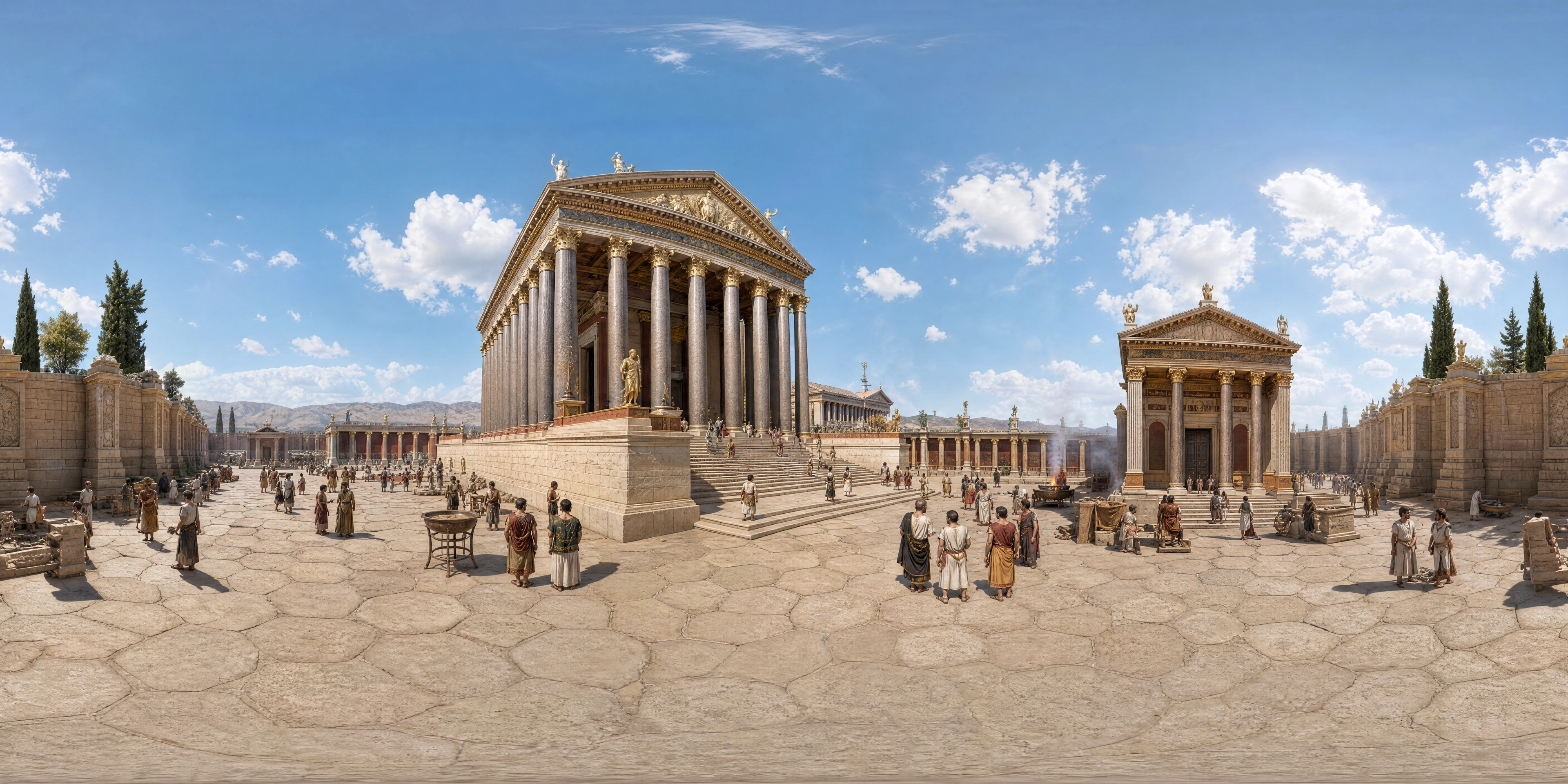Panoramic scene depicting Temple of Jupiter, Baalbek (2nd century AD), Temple of Jupiter, Baalbek (Heliopolis).