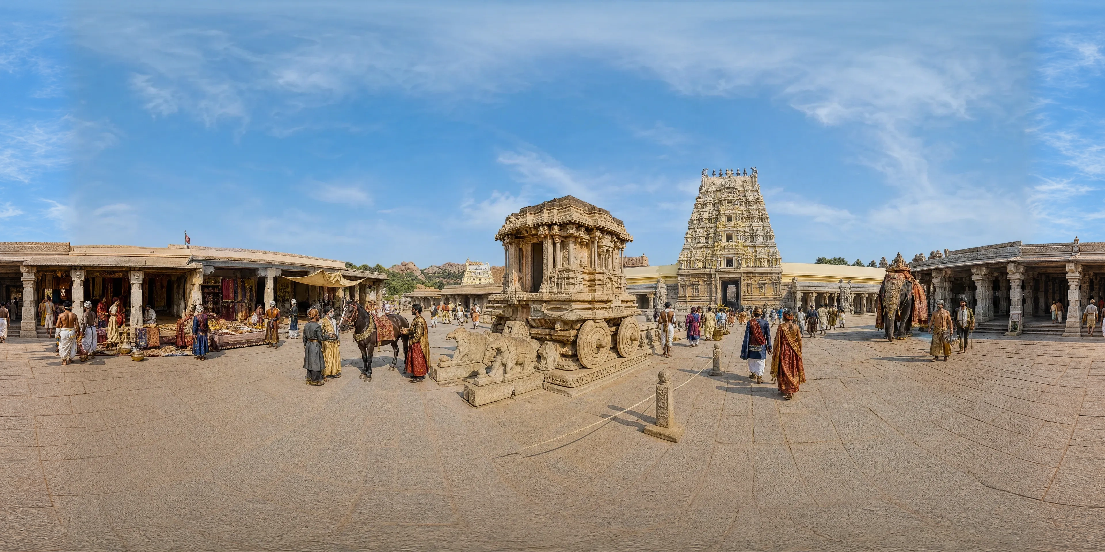 Panoramic scene depicting Hampi (Vijayanagara) (1500s), Hampi (Vijayanagara).