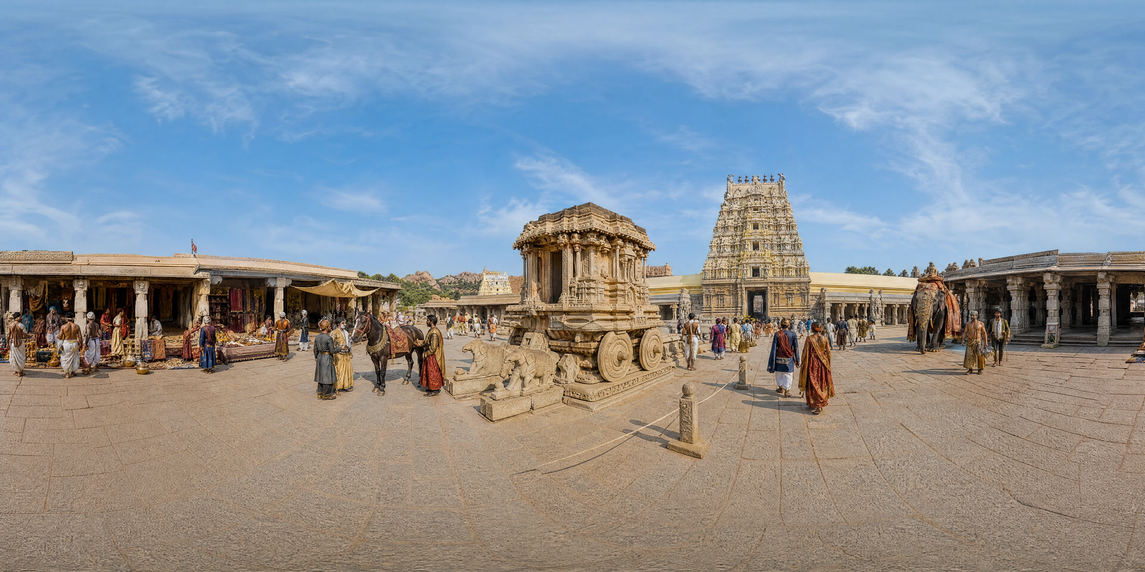 Panoramic scene depicting Hampi (Vijayanagara) (1500s), Hampi (Vijayanagara).