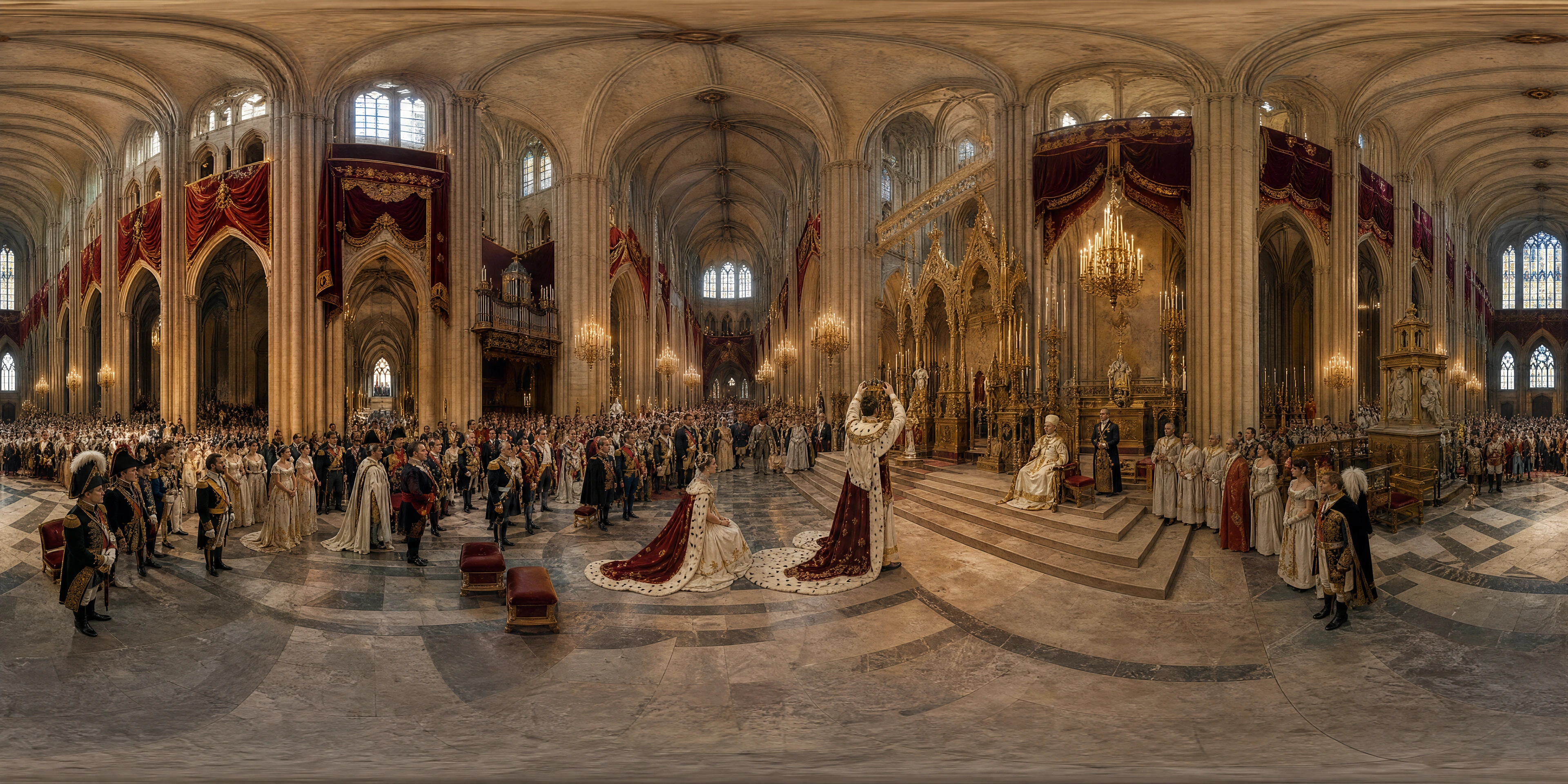 Panoramic scene depicting Notre-Dame de Paris (1804), Notre-Dame de Paris.