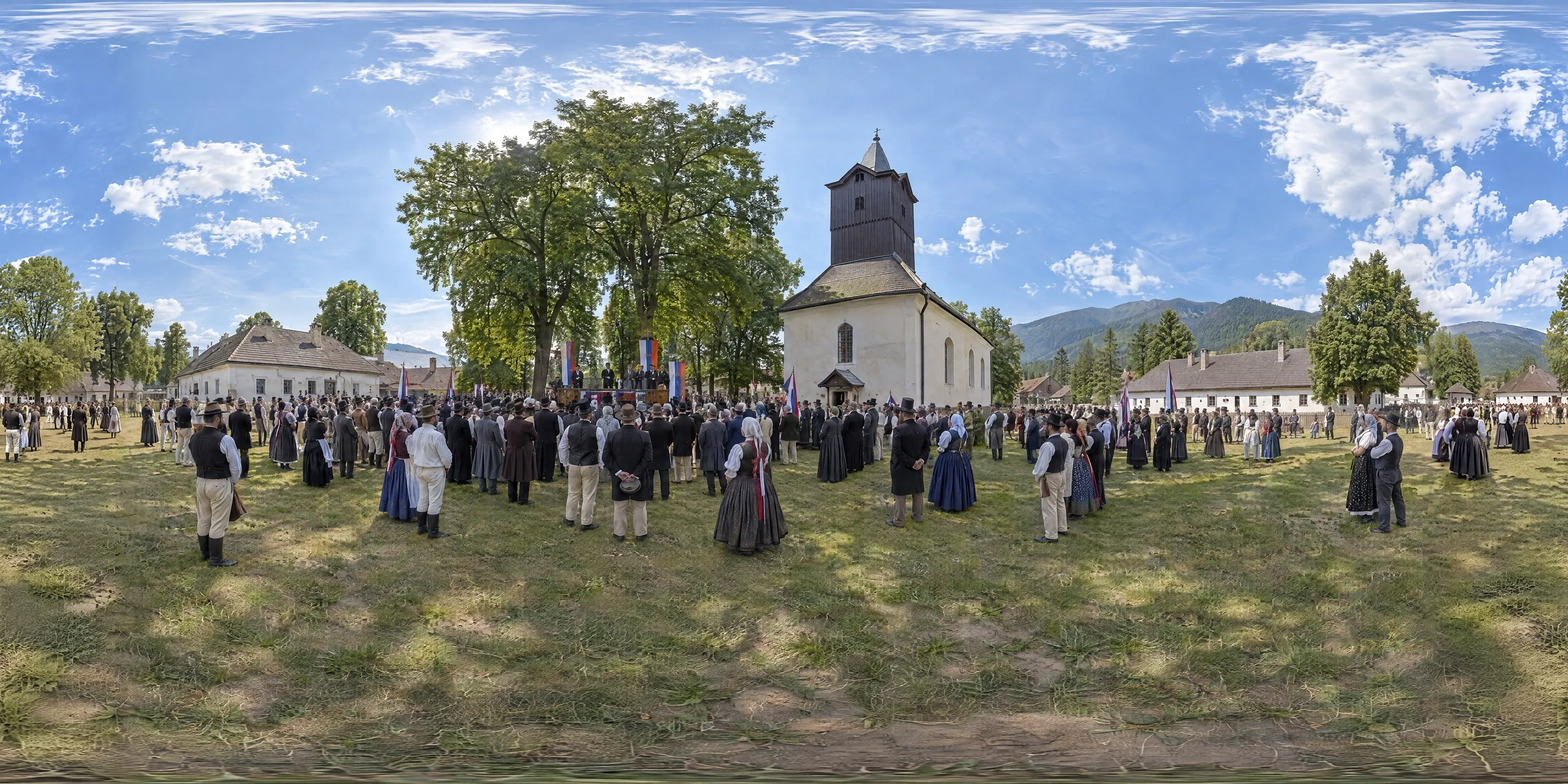Panoramic scene depicting Lutheran Church Green, Martin (Memorandum Square) (1861), Memorandum Square (Memorandové námestie), Martin.
