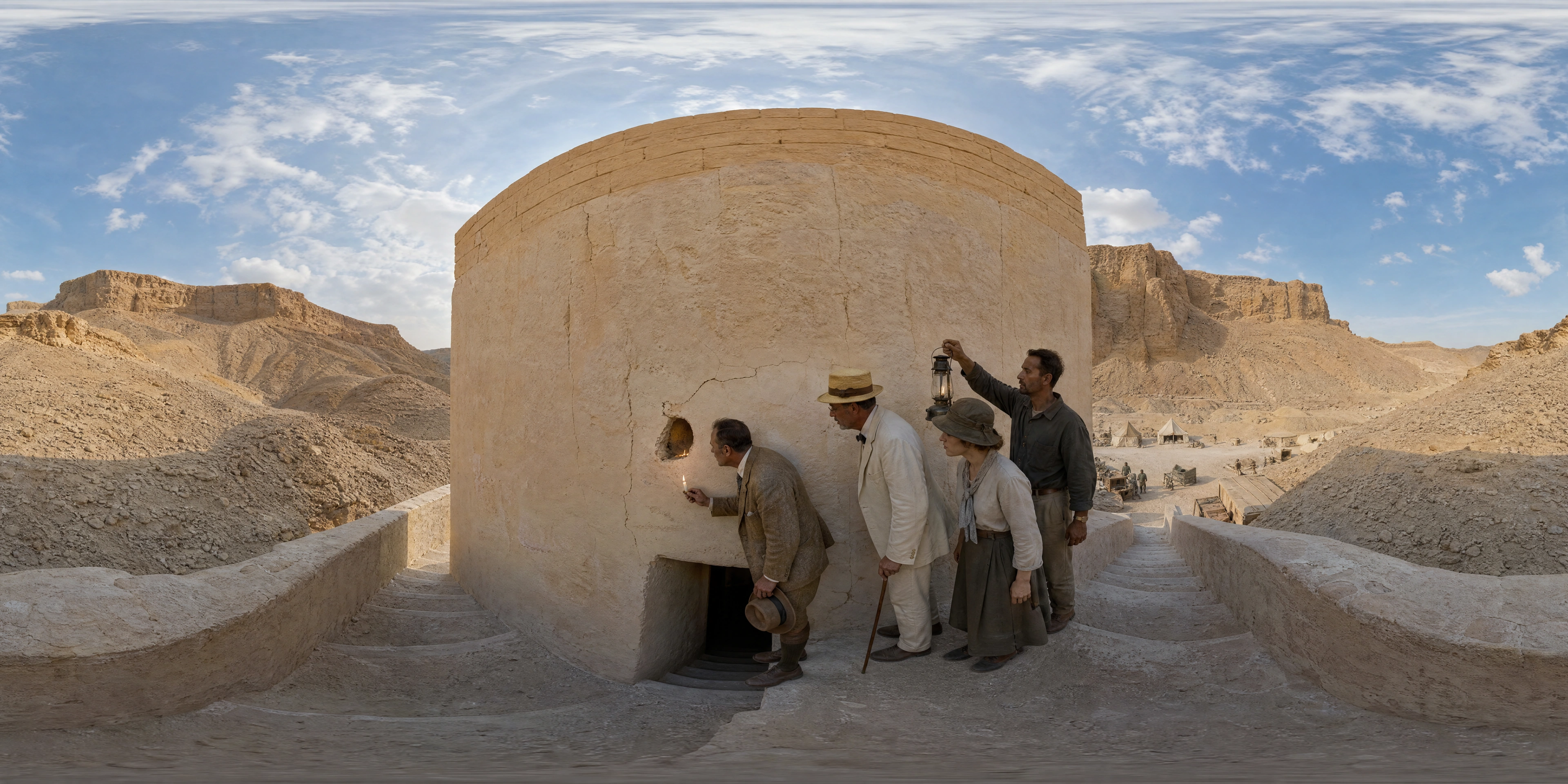 Panoramic scene depicting KV62, Valley of the Kings (1922), KV62, Valley of the Kings.