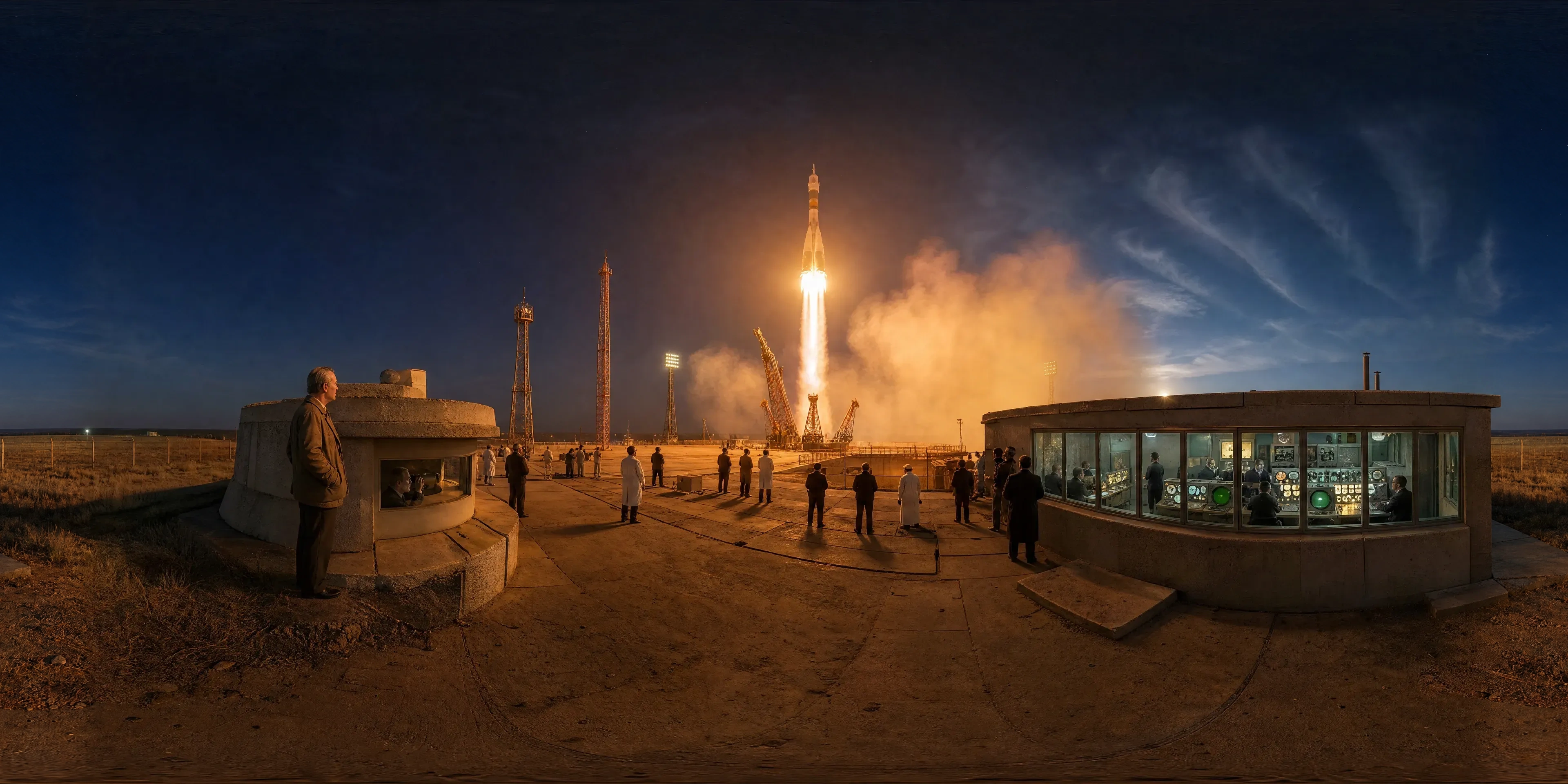 Panoramic scene depicting Site 1 (Gagarin's Start), Baikonur (1957), Site 1 (Gagarin's Start), Baikonur.