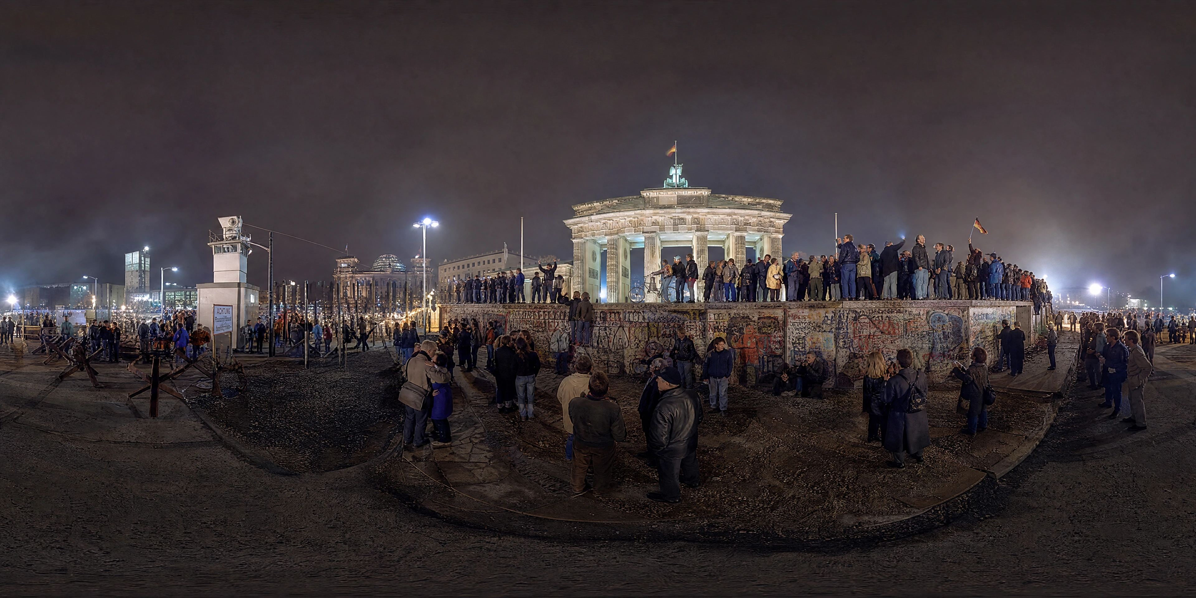 Panoramic scene depicting Brandenburg Gate, Berlin (1989), Brandenburg Gate, Berlin.