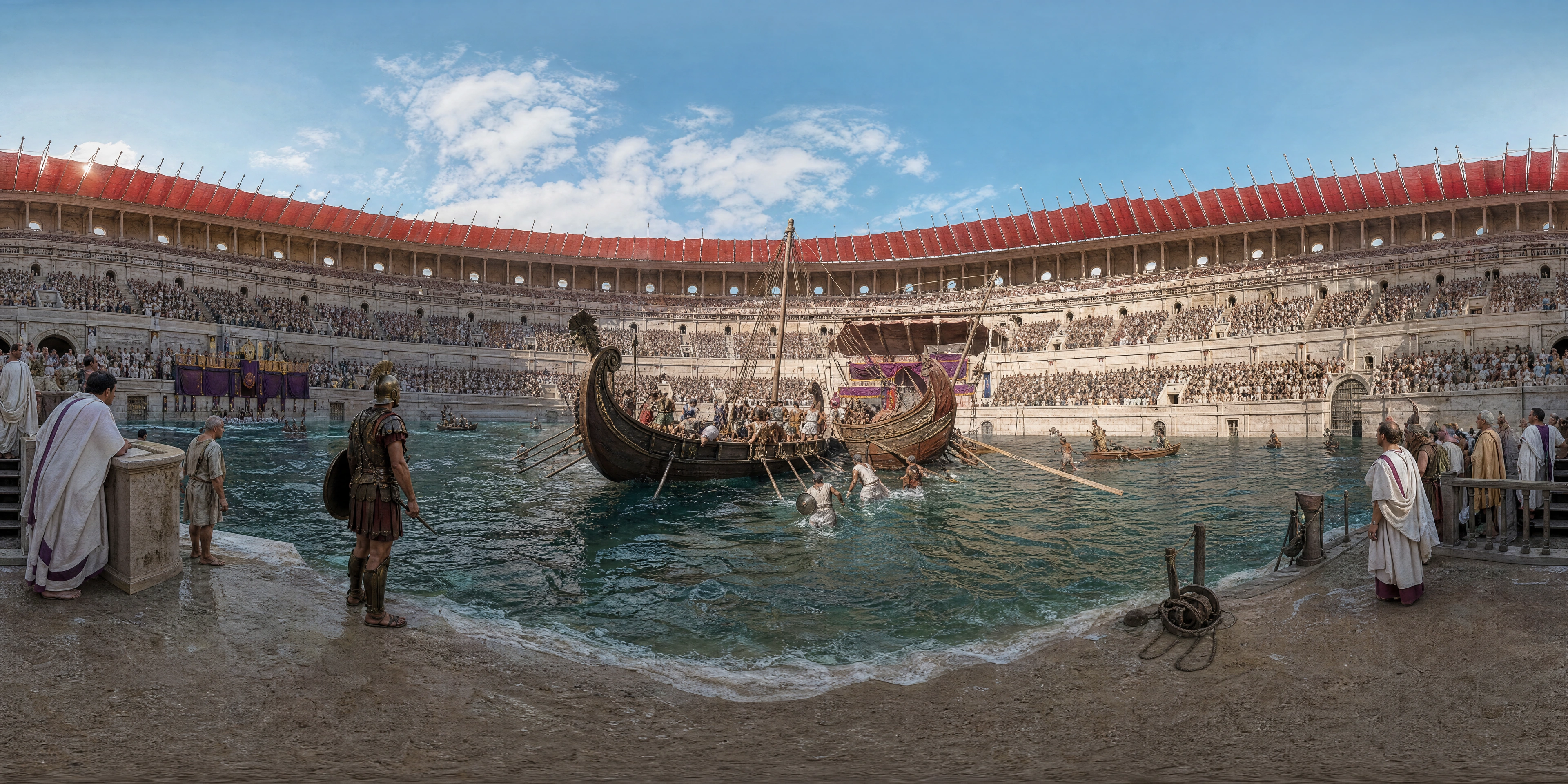Panoramic scene depicting Colosseum, Rome (80), Colosseum, Rome.
